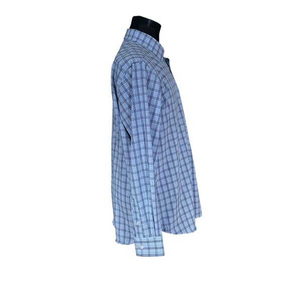 Haggar Men's Blue Plaid Classic Fit Long Sleeve Button Front Shirt 16 16.5 - Picture 7 of 8